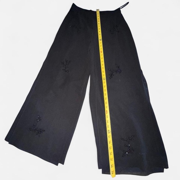 Vintage Betsy Lauren Black Wide-Leg beaded sheer overlay - Picture 3 of 7